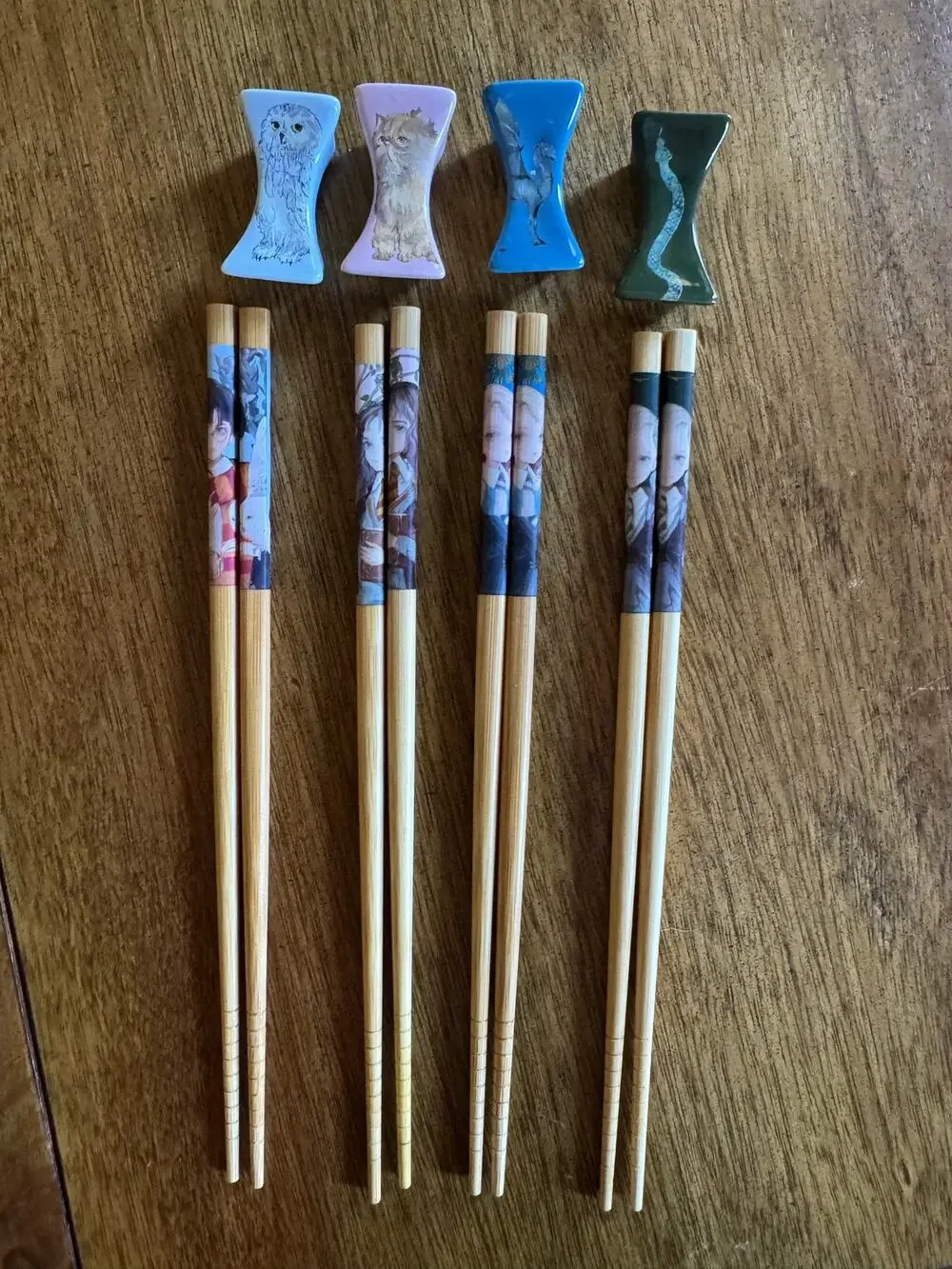 RARE Harry Potter Mahou Dokoro Japan Chopstick Hashioki Set 8pc Hedwig Draco
